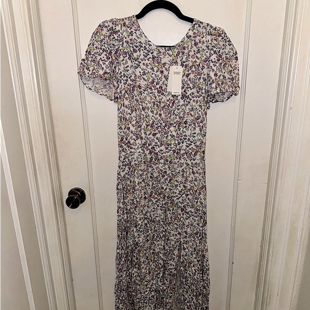 AFRM: Floral Summertime Knee Length Slit Dress